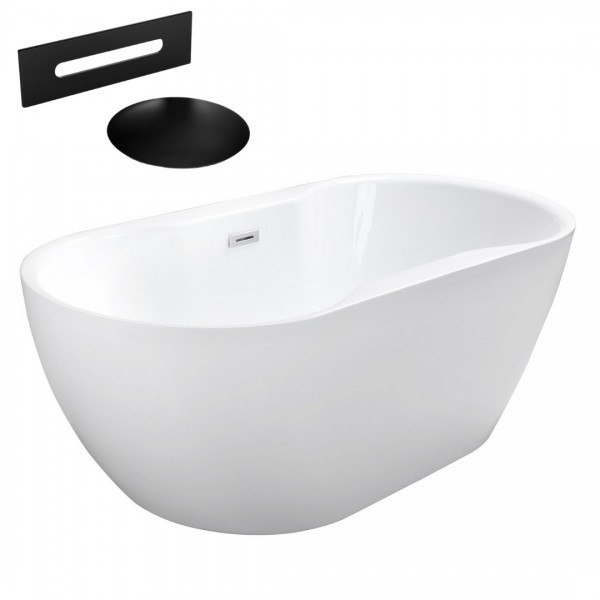 Besco Navia wanna wolnostojąca 150x80 cm z przelewem czarnym WAS-150-NCZ