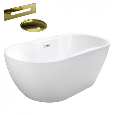 Besco Navia wanna wolnostojąca 150x80 cm z przelewem złotym WAS-150-NZL
