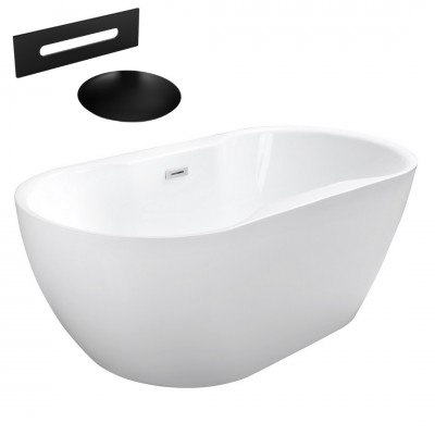 Besco Navia wanna wolnostojąca 160x80 cm z przelewem czarnym WAS-160-NCZ