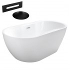 Besco Navia wanna wolnostojąca 160x80 cm z przelewem czarnym WAS-160-NCZ