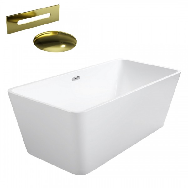 Besco Evita wanna wolnostojąca 160x80 cm z przelewem złotym WAS-160-EZL