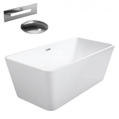 Besco Evita wanna wolnostojąca 160x80 cm z przelewem chrom WAS-160-E