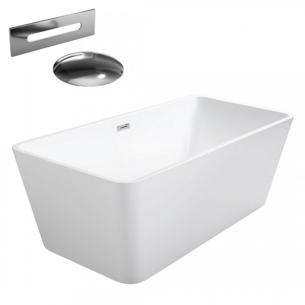 Besco Evita wanna wolnostojąca 160x80 cm z przelewem chrom WAS-160-E