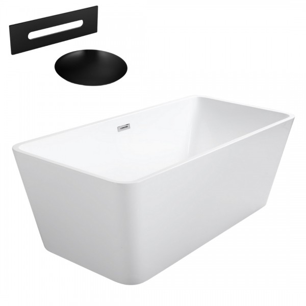 Besco Evita wanna wolnostojąca 160x80 cm z przelewem czarnym WAS-160-ECZ