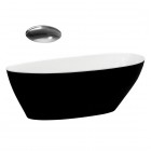 Besco Goya wanna wolnostojąca 160x70 cm czarna/biała bez przelewu korek chrom WMD-160-GBW