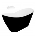 Besco Viya wanna wolnostojąca 160x70 cm czarna/biała bez przelewu korek biały WMD-160-VWW