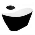 Besco Viya wanna wolnostojąca 160x70 cm czarna/biała bez przelewu korek czarny WMD-160-VWB