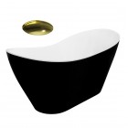 Besco Viya wanna wolnostojąca 160x70 cm czarna/biała bez przelewu korek złoty WMD-160-VWG