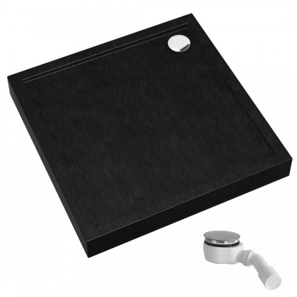 Schedpol Competia New Black Stone brodzik kwadratowy 90x90 cm 34631/C/ST