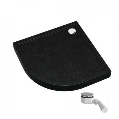 Schedpol Competia New Black Stone brodzik półokrągły 90x90 cm 34634/C/ST