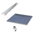 Schedpol Base brodzik podpłytkowy 4-spadowy 90x90 cm z rusztem stamp 10002/OLKB/SP