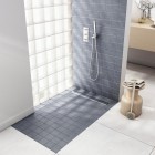 Schedpol Base brodzik podpłytkowy 4-spadowy 70x120 cm z rusztem steel krótki bok 10005/OLKB/SL