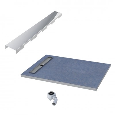 Schedpol Base brodzik podpłytkowy 4-spadowy 90x140 cm z rusztem steel krótki bok 10012/OLKB/SL