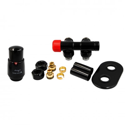 Vario Term Twins All in One zestaw zaworów termostatyczny czarny połysk lewy ATSGS0213CFK/L(PEX)