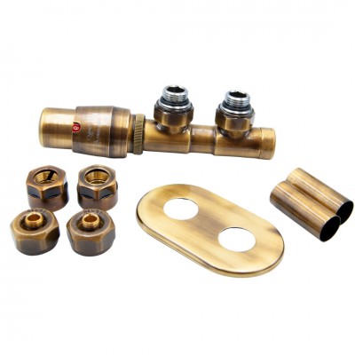 Vario Term Twins All in One zestaw zaworów termostatyczny mosiądz antyczny lewy ATSGS0211CFK/L(PEX)