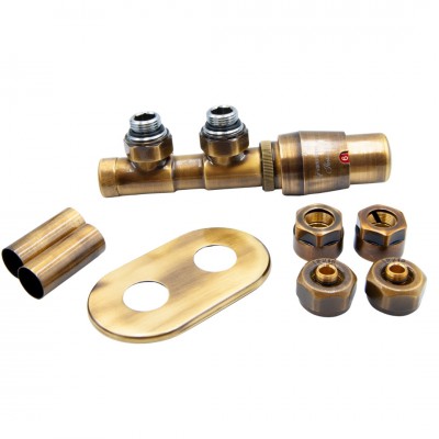 Vario Term Twins All in One zestaw zaworów termostatyczny mosiądz antyczny prawy ATSGS0211CFK/P(PEX)