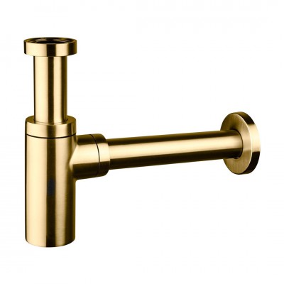 Oltens Hervik syfon umywalkowy mosiężny okrągły złoto szczotkowane 02600810