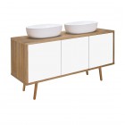 Oltens Hedvig szafka 140 cm podumywalkowa wisząca z półką biały połysk/dąb naturalny 60205060