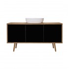 Oltens Hedvig szafka 140 cm podumywalkowa wisząca z półką czarny mat/dąb naturalny 60205360