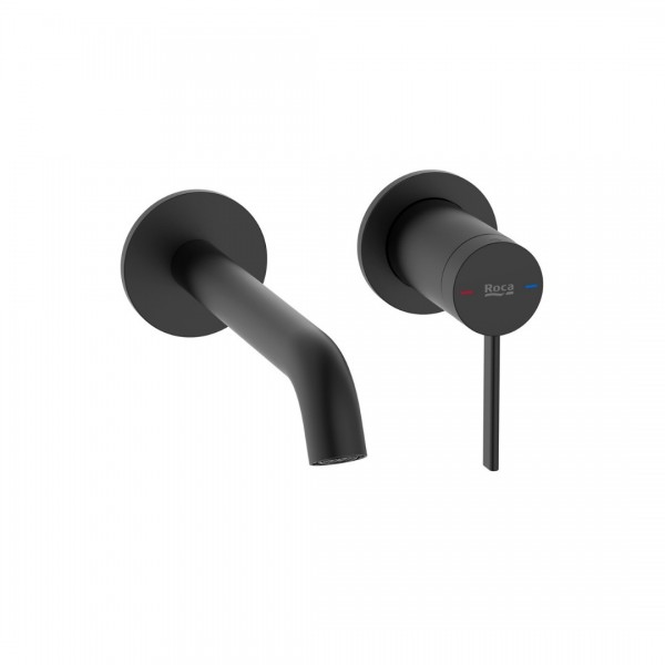 Roca Ona bateria umywalkowa podtynkowa wylewka 17,5 cm czarny mat A5A359ENB0