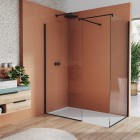 Sanswiss Easy kabina prysznicowa prostokatna Walk-in 140x90 cm czarny mat STR4P1400607+STR4P0900607+VT9006