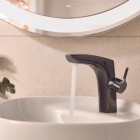 Roca Insignia Black bateria umywalkowa Cold Start z korkiem czarny połysk A5A3B3ACN0