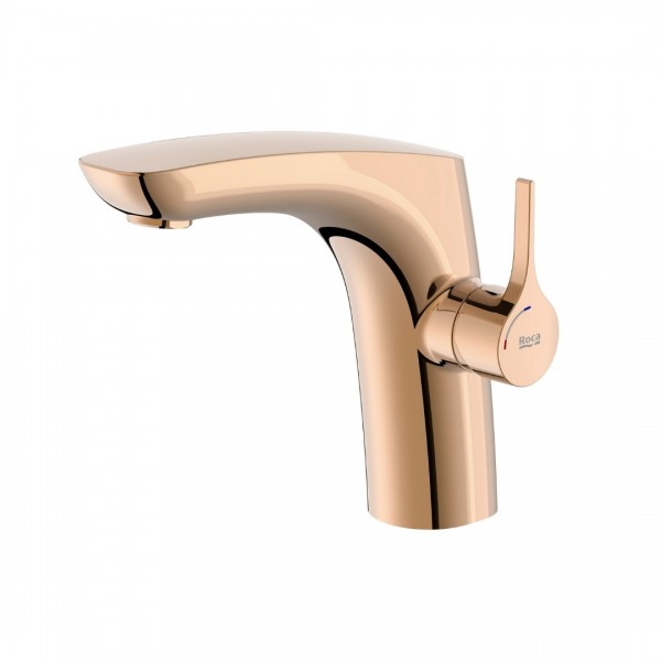 Roca Insignia Rose Gold bateria umywalkowa Cold Start z korkiem złoto różowe A5A3B3ARG0