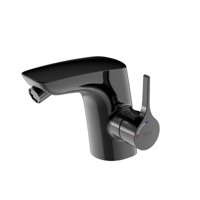 Roca Insignia Black bateria bidetowa Cold Start z korkiem czarny połysk A5A6A3ACN0