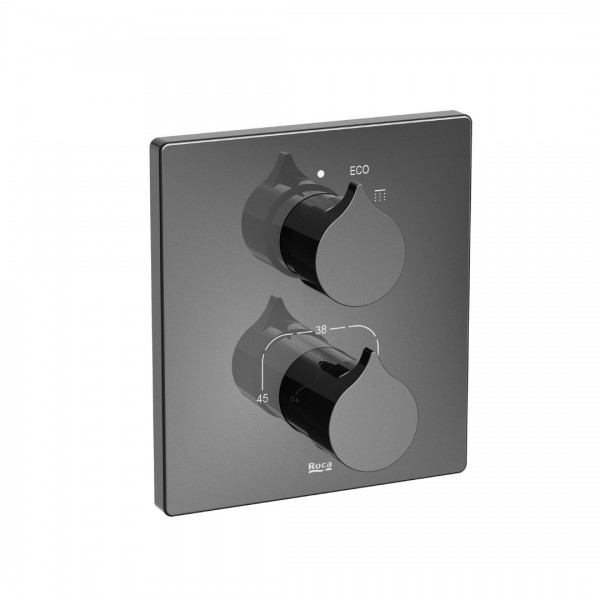 Roca Insignia Black bateria prysznicowa podtynkowa termostatyczna czarny połysk A5A2C3ACN0