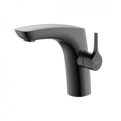 Roca Insignia Black bateria umywalkowa Cold Start bez korka brushed titanium black A5A3B3ANM0