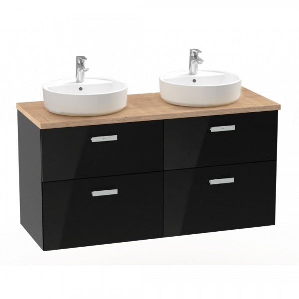 Roca Victoria Pro Unik szafka podumywalkowa z blatem 120 cm z szufladami czarny połysk A851901351