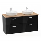 Roca Victoria Pro Unik szafka podumywalkowa z blatem 120 cm z szufladami czarny połysk A851901351