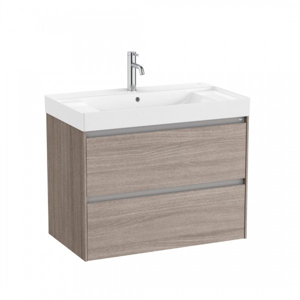 Roca Ona Unik zestaw łazienkowy 80 cm z szufladami ciemny wiąz A851691511