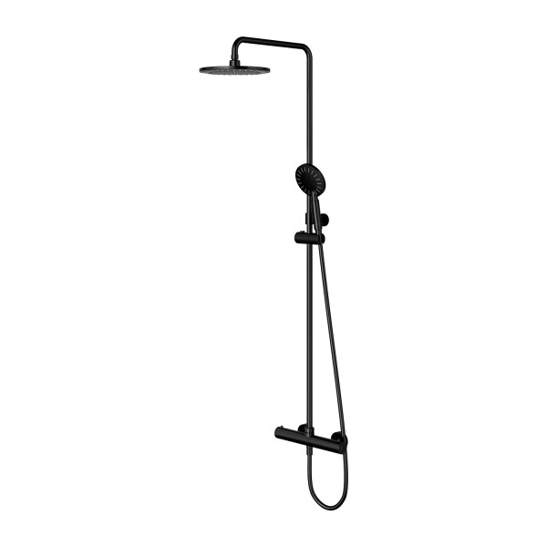 Omnires Y zestaw natryskowy termostatyczny deszczownica 22,5 cm czarny półpołysk Y1244NBL