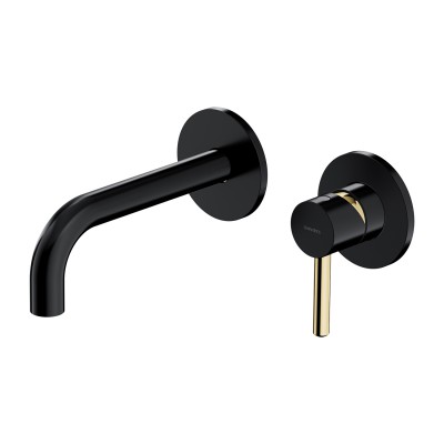 Omnires Y bateria umywalkowa podtynkowa wylewka 18,5 cm czarny półpołysk/złoty Y1215HBLG: