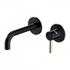 Omnires Y bateria umywalkowa podtynkowa wylewka 18,5 cm czarny półpołysk/złoty Y1215HBLG: