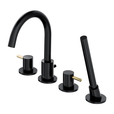 Omnires Y bateria wannowa 4-otworowa czarny półpołysk/złoty Y1232BLGL