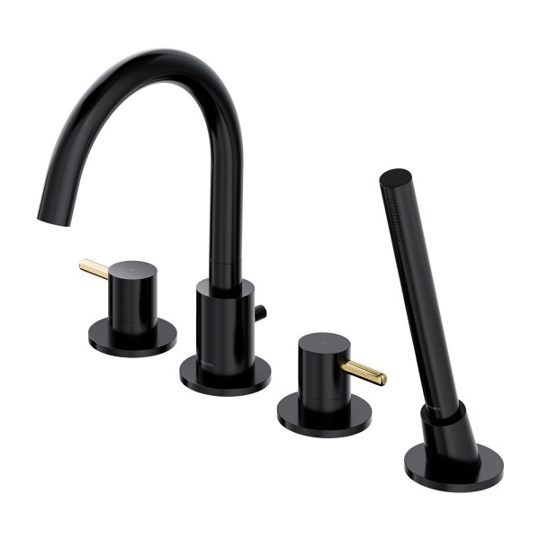 Omnires Y bateria wannowa 4-otworowa czarny półpołysk/złoty Y1232BLGL