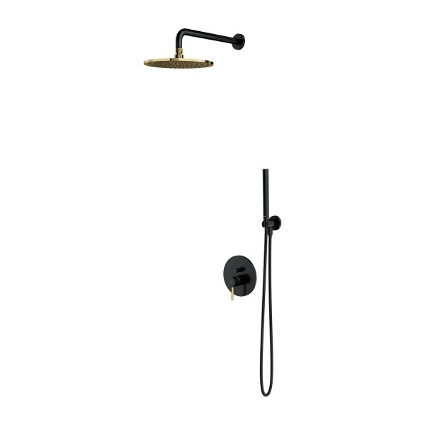 Omnires Y kompletny zestaw prysznicowy podtynkowy deszczownica 25 cm czarny półpołysk/złoty SYSY18BLGL