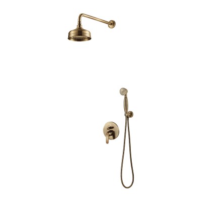 Omnires Art Deco zestaw prysznicowy podtynkowy z deszczownicą 20,5 cm retro brąz antyczny SYSAD26BR