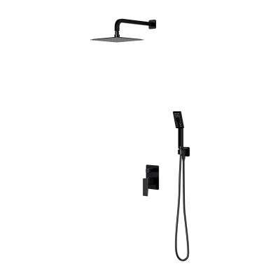 Omnires Parma zestaw prysznicowy podtynkowy z deszczownicą 20 cm czarny mat SYSPM10BL