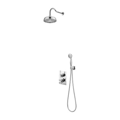 Omnires Retro zestaw prysznicowy podtynkowy z deszczownicą 20,5 cm retro chrom SYSRET01CR