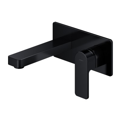 Omnires Baretti bateria umywalkowa podtynkowa wylewka 17 cm czarny mat BA7815BL