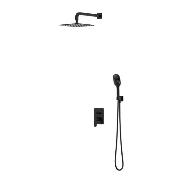Omnires Sacramento kompletny zestaw prysznicowy podtynkowy deszczownica 25 cm czarny mat SYSSC10BL