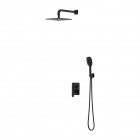 Omnires Sacramento kompletny zestaw prysznicowy podtynkowy deszczownica 25 cm czarny mat SYSSC10BL