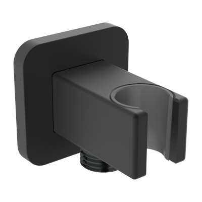 Omnires przyłącze kątowe z uchwytem czarny mat 8815BL