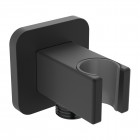 Omnires przyłącze kątowe z uchwytem czarny mat 8815BL