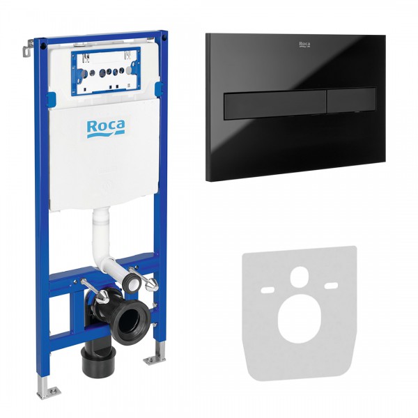 Roca stelaż podtynkowy Duplo One 3w1 kompletny gotowy do montażu czarny mat/szkło połysk