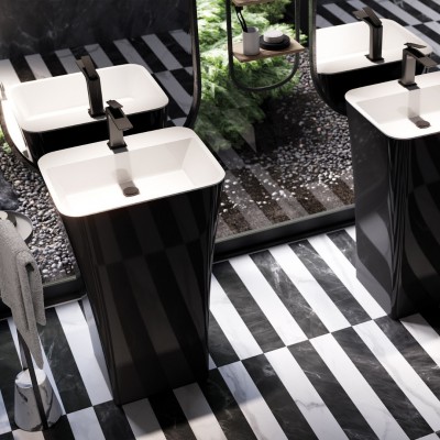 Besco Assos S-Line umywalka wolnostojąca 40x50 cm czarna UMD-AP-WOBW