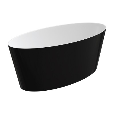 Omnires Roma M+ wanna wolnostojąca 159x72 cm biały/czarny połysk ROMA159BCP